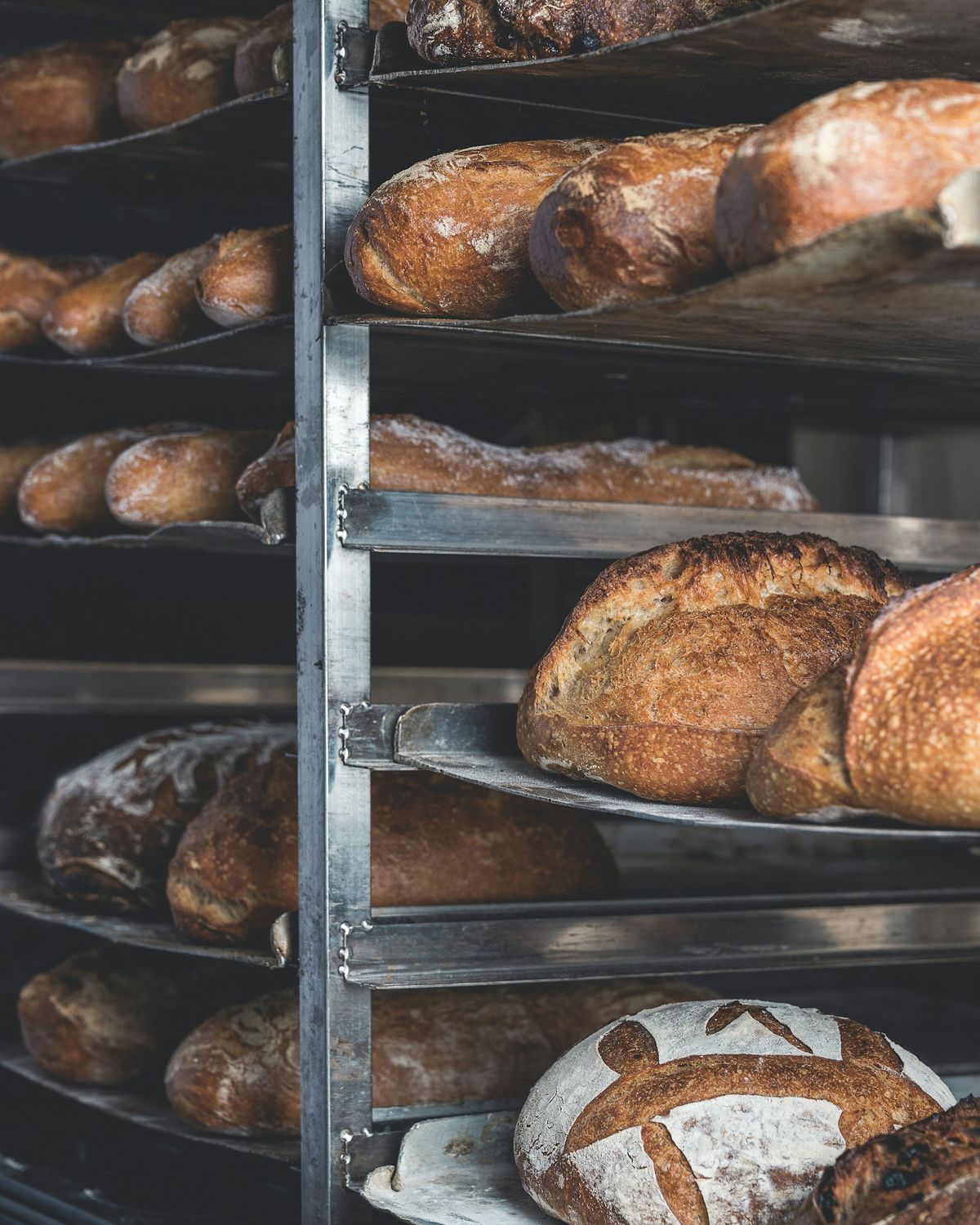 Loaves cooling on a rack