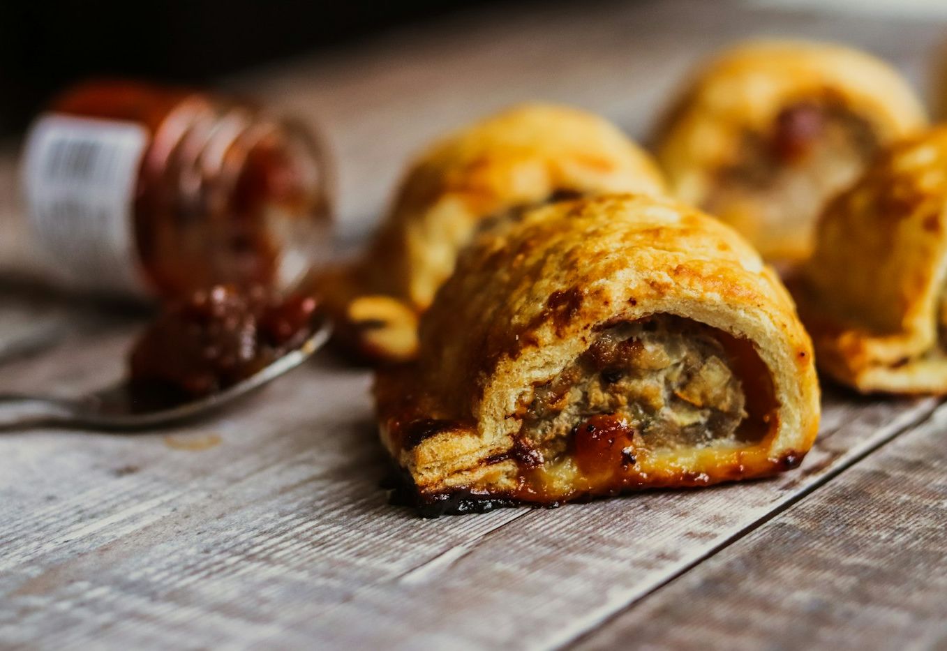 Sausage rolls on a tray