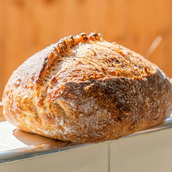 A round sourdough loaf